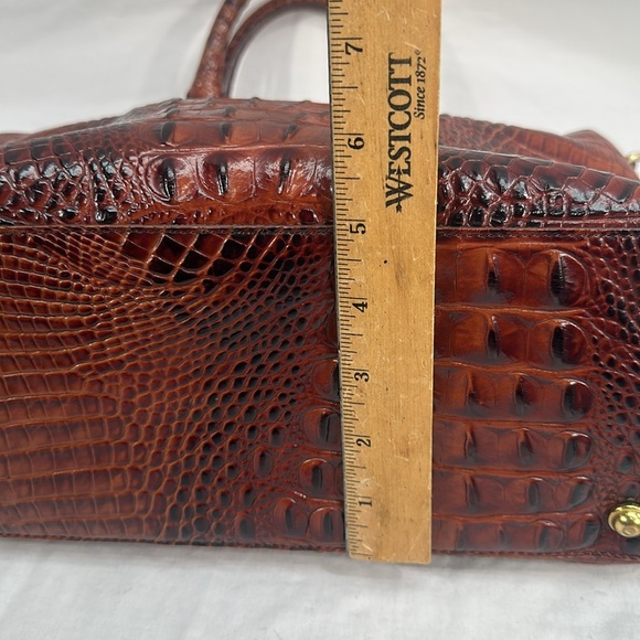 SOLD!! Lg Duxbury Dome Croc Embossed Leather Satchel Shoulder Bag W/Strap/Cover - Picture 10 of 16